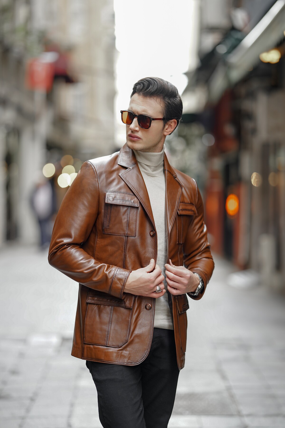 Men’s Vintage Brown Leather Coat Jacket