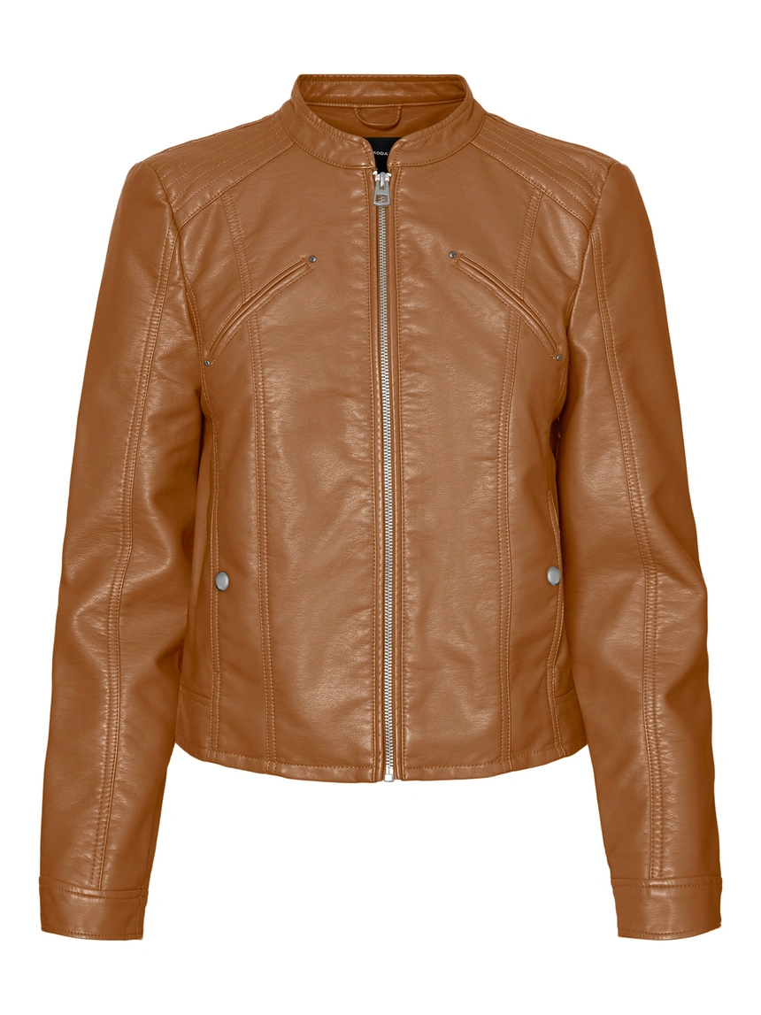 Steven Women’s Brown Leather Cafe Racer Leather Jacket