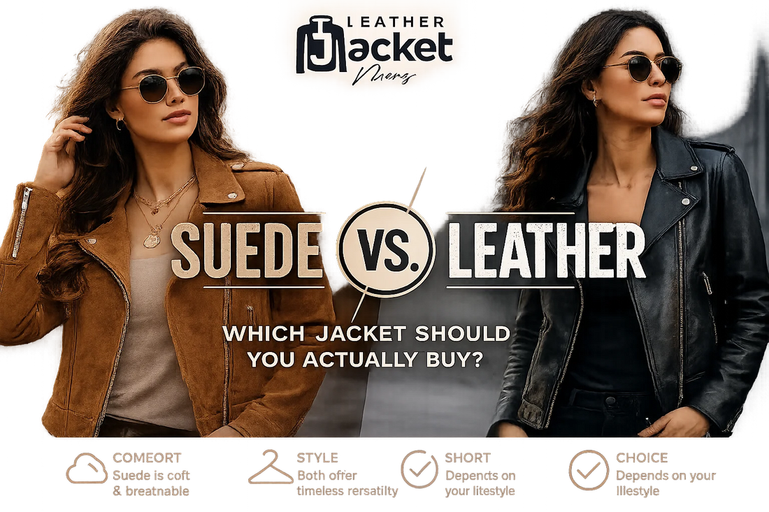 Learn which jacket should you should buy, suede vs. leather 