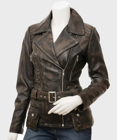 Women's vintage leather jacket collection, oil-pull-up cowhide and lambskin with natural creasing and patina