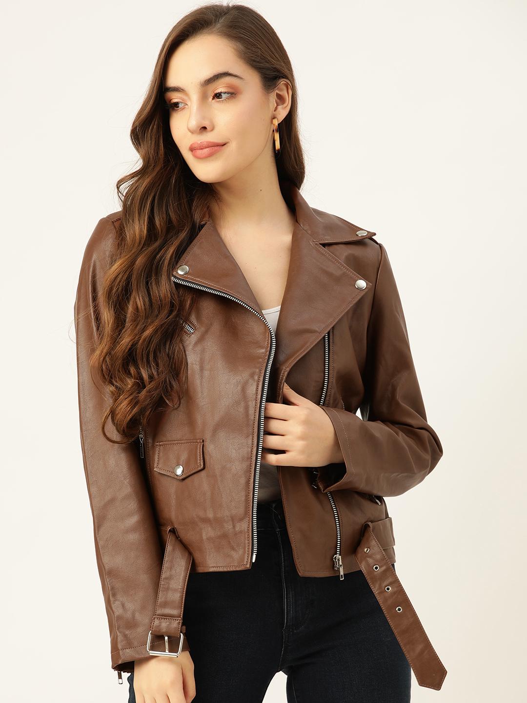 Brown Leather Jacket for Women