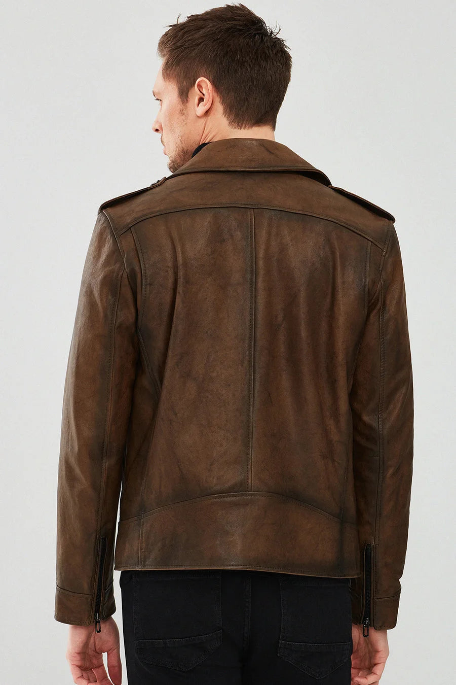 Caldor Men’s Vintage Brown Bomber Leather Jacket LJM