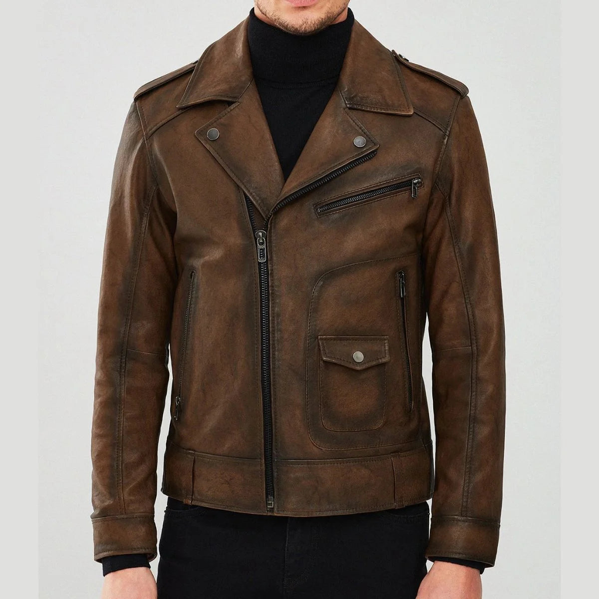 Caldor Men’s Vintage Brown Bomber Leather Jacket LJM