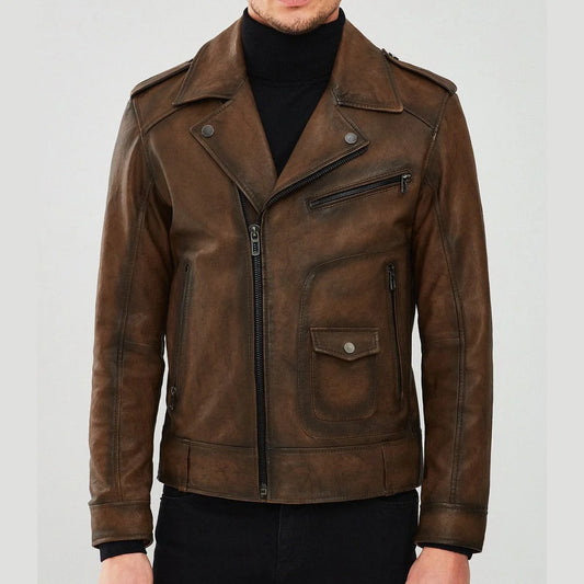 Caldor Men’s Vintage Brown Bomber Leather Jacket LJM