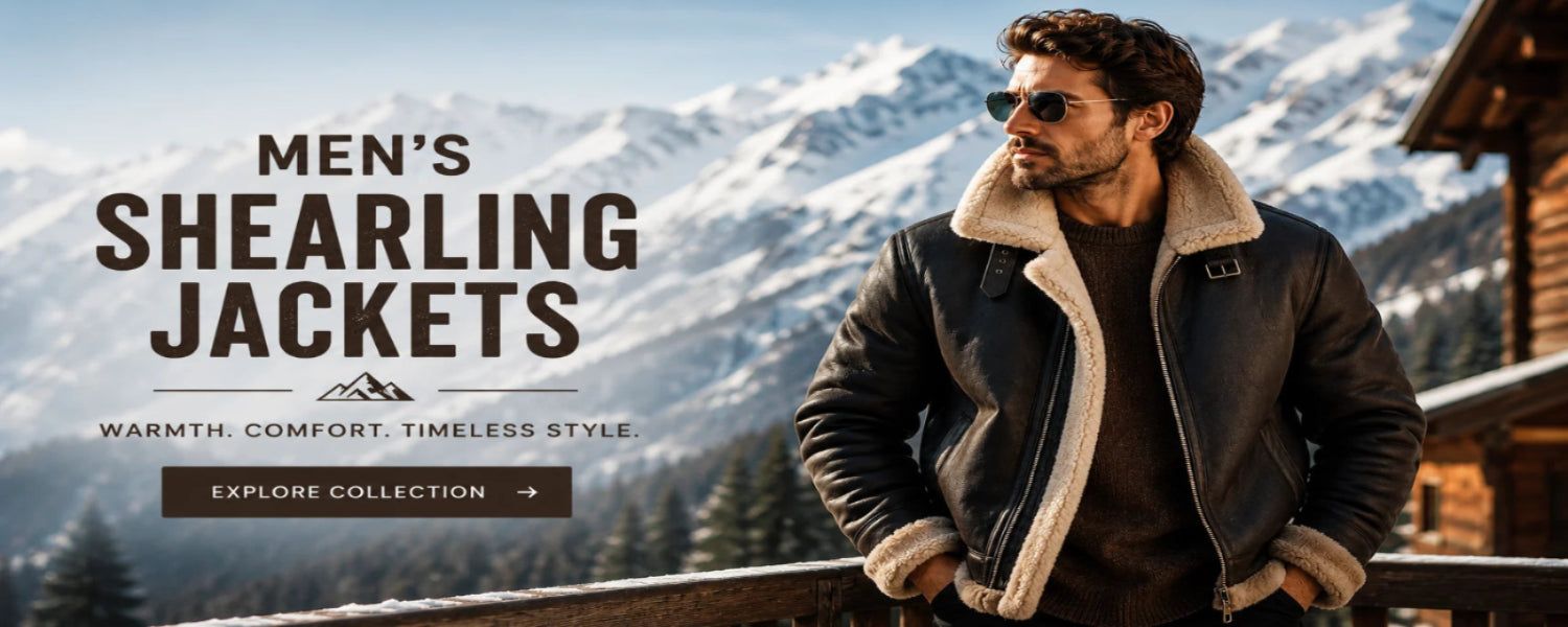 Close-up of genuine sheepskin wool lining inside a men's leather shearling jacket