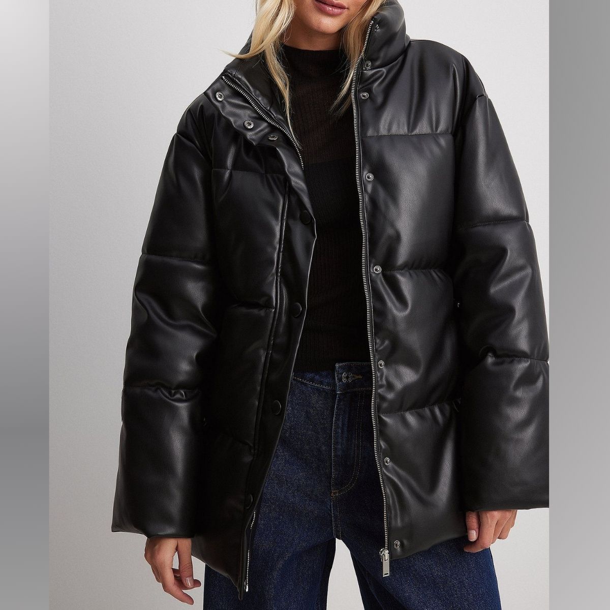 Roamer Black Leather Puffer Jacket Women’s