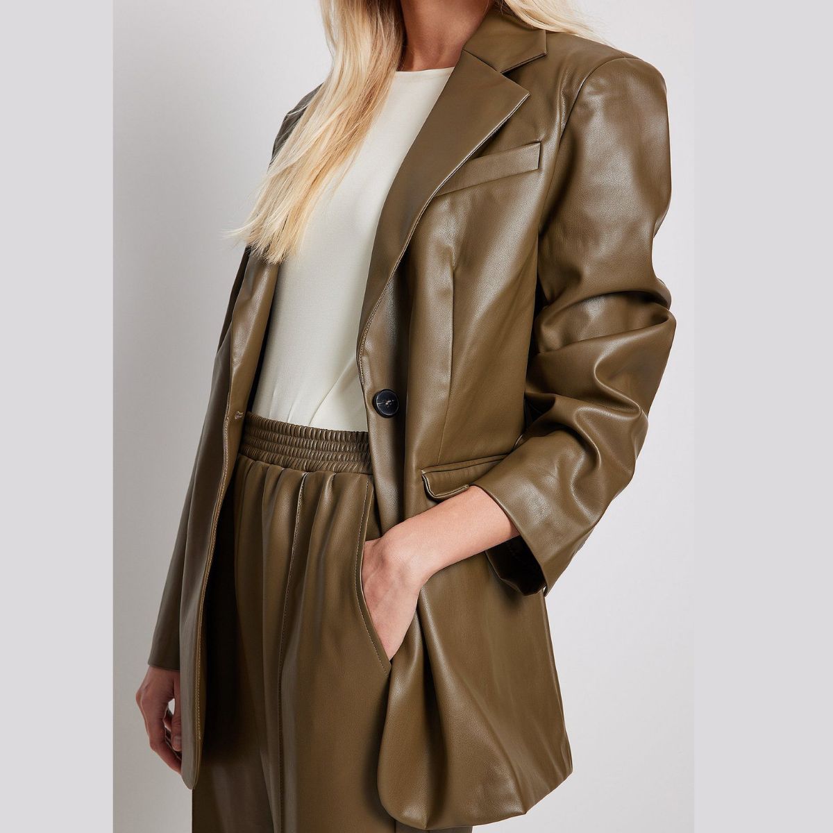 Modish Brown Leather Blazer Jacket Women’s