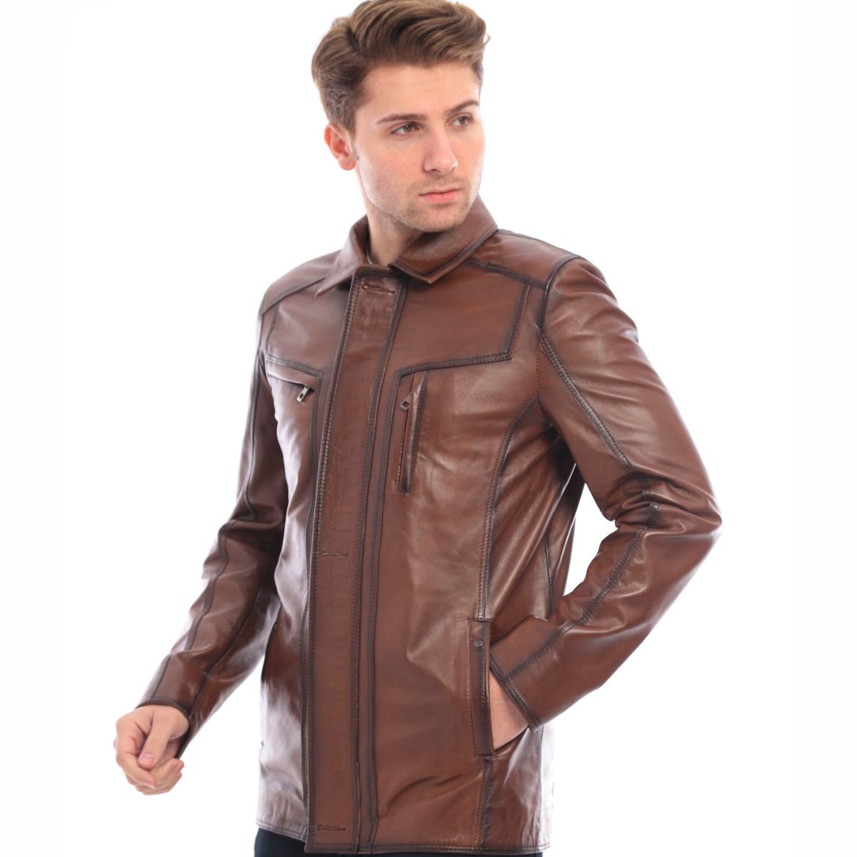 Vintage Brown Long Coat Jacket For Men